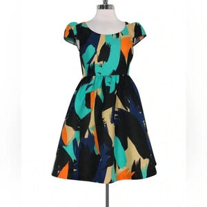 Moulinette Soeurs Anthropologie fit and flair paint splatter dress size 4